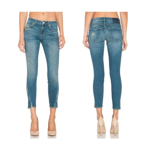 AMO Denim - AMO Twist Dive Bar Skinny Jeans Size 24 Women’s Blue Crop Mid Rise 100% Cotton